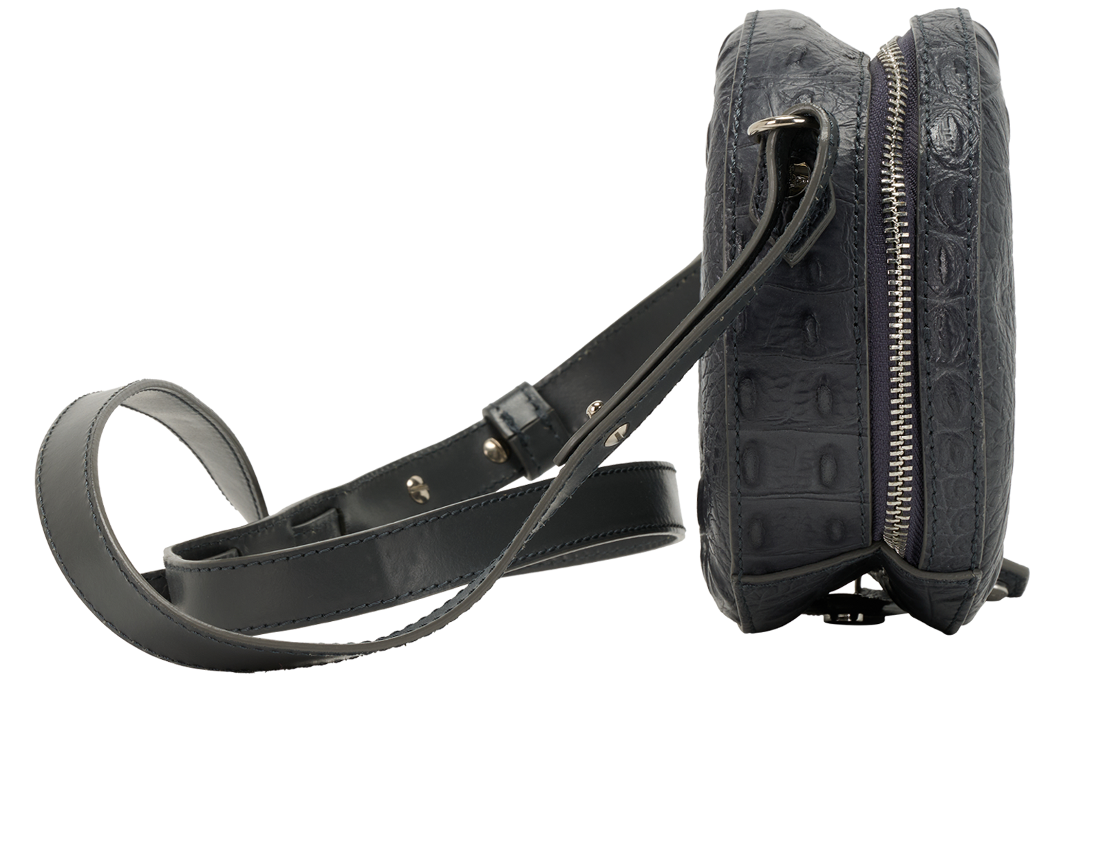 Orb Round Crossbody, &pound;95, Handbags, Grey, Leather, Side view